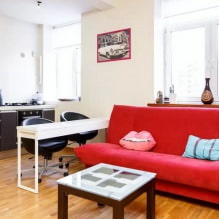 Rotes Sofa im Innenraum: Typen, Design, Kombination mit Tapeten und Vorhängen-20