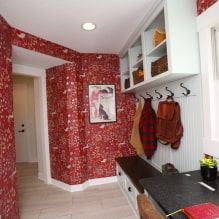 Red wallpaper in the interior: types, design, combination with the color of curtains, furniture-5