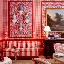 Rote Tapete im Innenraum: Typen, Design, Kombination mit der Farbe von Vorhängen, Möbel-7