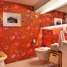 Piros tapéta a belső térben: típusok, design, kombináció a függönyök színével, bútorok-9