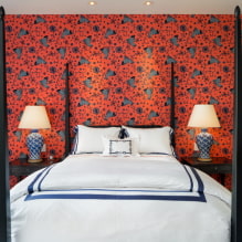 Red wallpaper in the interior: types, design, combination with the color of curtains, furniture-10