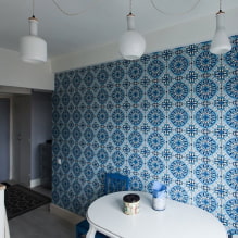 Blaue Tapeten: Kombinationen, Design, Auswahl an Vorhängen, Stil und Möbel, 80 Fotos im Innenraum -9