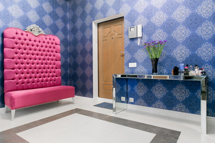 Kék tapéta: kombinációk, dizájn, függönyválaszték, stílus és bútorok, 80 fotó a belső térben