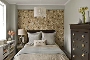 Tapete für ein kleines Schlafzimmer: Farbe, Design, Kombination, Ideen für niedrige Decken und enge Räume