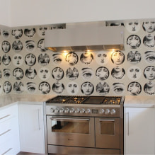 Die Wände der Küche mit abwaschbaren Tapeten dekorieren: 59 moderne Fotos und Ideen-0