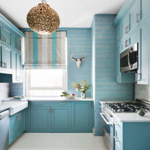 Die Wände der Küche mit abwaschbaren Tapeten dekorieren: 59 moderne Fotos und Ideen-5
