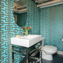 Turquoise wallpaper in the interior: types, design, combination with other colors, curtains, furniture-3