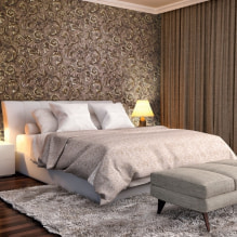 Brown wallpaper in the interior: types, design, combination with other colors, curtains, furniture-0