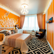 Orange wallpaper: mga uri, disenyo at guhit, shade, kombinasyon, larawan sa interior-2