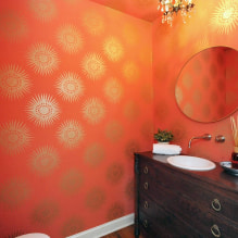 Orangefarbene Tapete: Typen, Design und Zeichnungen, Schattierungen, Kombinationen, Fotos im Innenraum-3