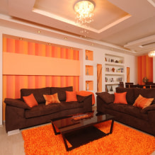 Narancssárga tapéta: típusok, tervezés és rajzok, árnyalatok, kombinációk, fotók a belső térben-5