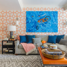 Orange Tapete: Typen, Design und Zeichnungen, Schattierungen, Kombinationen, Fotos im Innenraum-6
