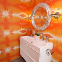 Orangefarbene Tapete: Typen, Design und Zeichnungen, Schattierungen, Kombinationen, Fotos im Innenraum-7