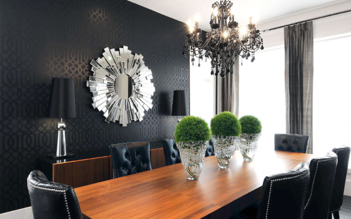 Black wallpaper: types, drawings, design, combination, combination with curtains, furniture