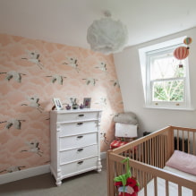 Peach-colored wallpaper: types, design ideas, combination with curtains and furniture-8