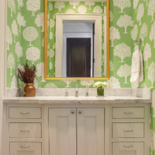 Light green wallpaper in the interior: types, design ideas, combination with other colors, curtains, furniture-0