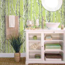 Light green wallpaper in the interior: types, design ideas, combination with other colors, curtains, furniture-4