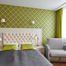 Light green wallpaper in the interior: types, design ideas, combination with other colors, curtains, furniture-7