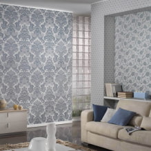 Wallpaper with monograms on the walls: types, color, combination, suitable curtains-4