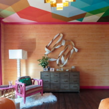 วอลเปเปอร์บนเพดาน: ประเภท, แนวคิดการออกแบบและภาพวาด, สี, วิธีติดฝ้าเพดาน wallpaper-4