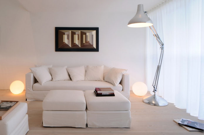 White sofa in the interior: 70 modern photos and design ideas