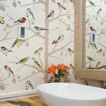 Wall decoration with wallpaper with birds: 59 modern photos and ideas-0