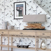 Wall decoration with wallpaper with birds: 59 modern photos and ideas-1