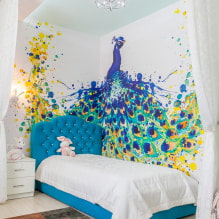 Wall decoration with wallpaper with birds: 59 modern photos and ideas-4