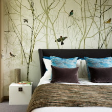 Wall decoration with wallpaper with birds: 59 modern photos and ideas-5