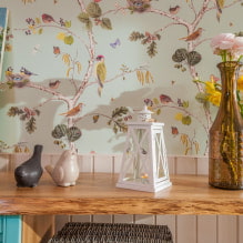 Wall decoration with wallpaper with birds: 59 modern photos and ideas-11