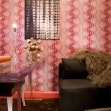 Rózsaszín tapéta a belső térben: típusok, tervezési ötletek, árnyalatok, kombináció más színekkel-0