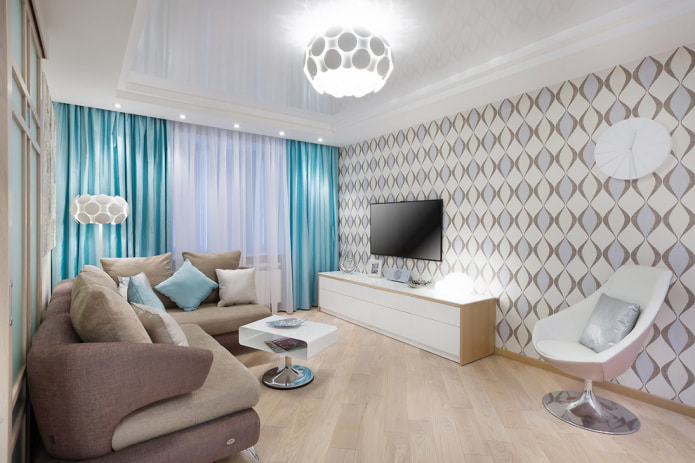 White ceiling: types, design, photo, combination with wallpaper and floor