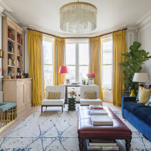 Yellow curtains in the interior: types, fabrics, color, design, decor, combination with the color of the wallpaper-2