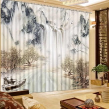 Curtains with 3D effect: types, design, examples in the interior of the kitchen, nursery, bathroom, living room and bedroom-5