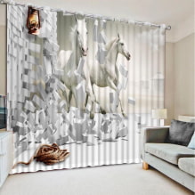 Curtains with 3D effect: types, design, examples in the interior of the kitchen, nursery, bathroom, living room and bedroom-7