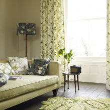 Curtains with flowers: types, large and small flower, decor, combination, photo in the interior-3