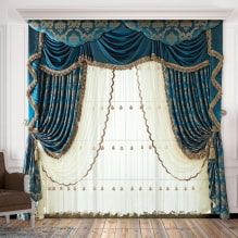 Design ideas for lambrequins for the hall: types, patterns, shape, material and combinations with curtains-7