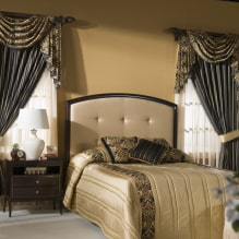 Lambrequins for the bedroom: types, forms of drapery, choice of fabric, design, colors-3