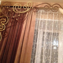 Openwork lambrequins: types, materials, design, color, combination with curtains-3