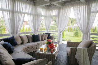Street curtains for gazebos and verandas: types, materials, design, photo of terrace decoration