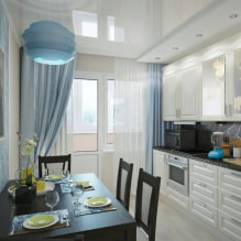 Curtains for the kitchen with a balcony door - modern design options-4