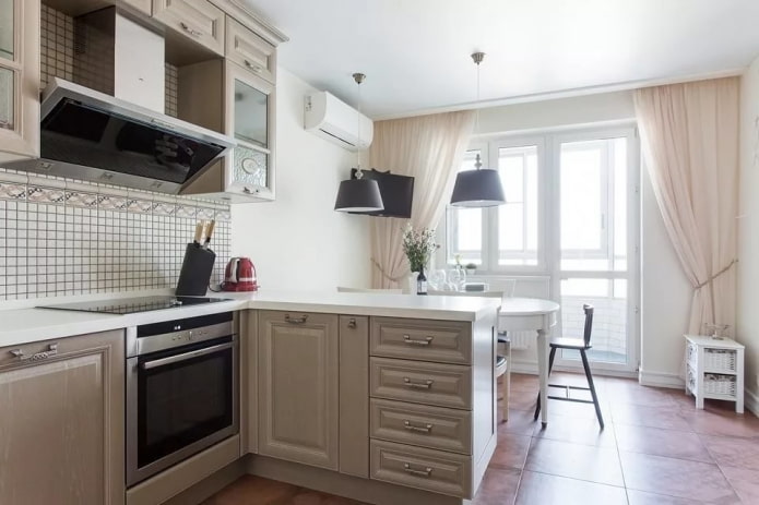 Curtains for the kitchen with a balcony door - modern design options
