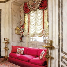 Francia függönyök: típusok, anyagok, példák különböző színekben, stílusokban, kivitelben, a marquise-2 dekorációval