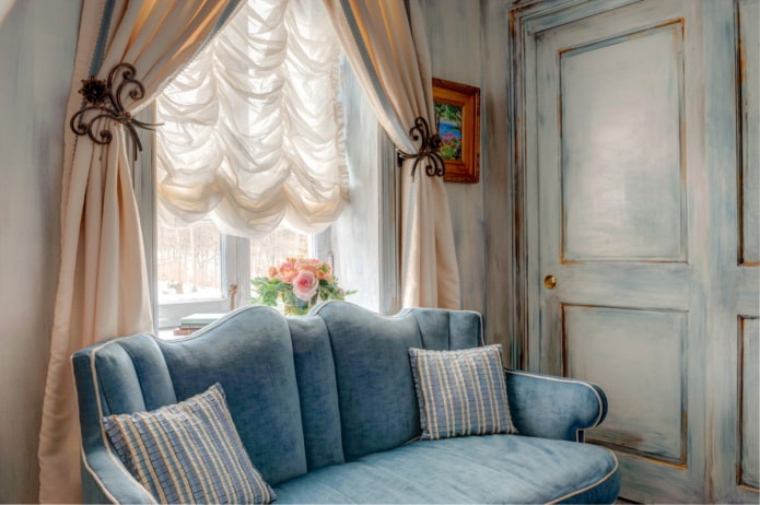 French curtains: types, materials, examples in various colors, styles, design, awning decor