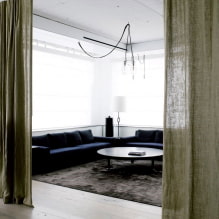 Linen curtains on the windows: design, decor, colors, types of fastenings to the cornice-6