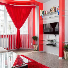 Црвене завесе у унутрашњости: врсте, тканине, дизајн, комбинација са тапетама, декор, стил-0