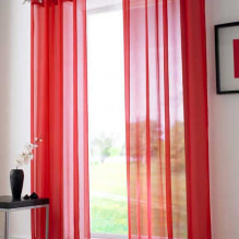 Црвене завесе у унутрашњости: врсте, тканине, дизајн, комбинација са тапетама, декор, стил-1