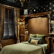 Ролетне у спаваћој соби: карактеристике дизајна, врсте, материјали, боја, комбинације, фотографија-6
