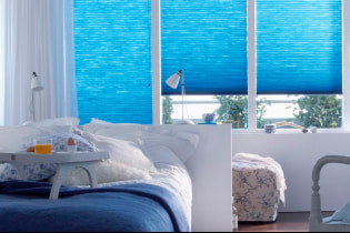 Blinds in the bedroom: design features, types, materials, color, combinations, photos