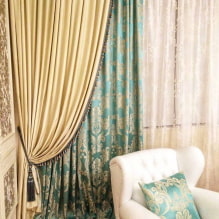 Double curtains: types, fabrics, design, drawings, decor, combination and color choice-2